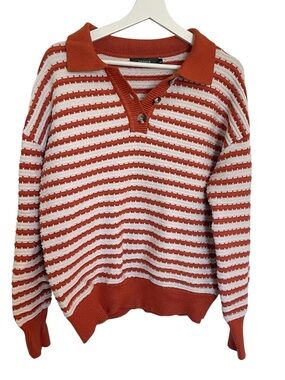 Orange and White Striped Sweater
